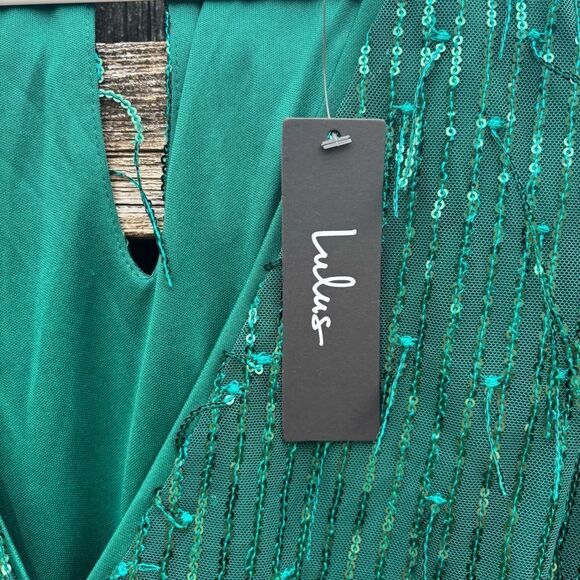 Lulu’s Always Partying Emerald Green Sequin Romper NWT XL - Picture 6 of 11
